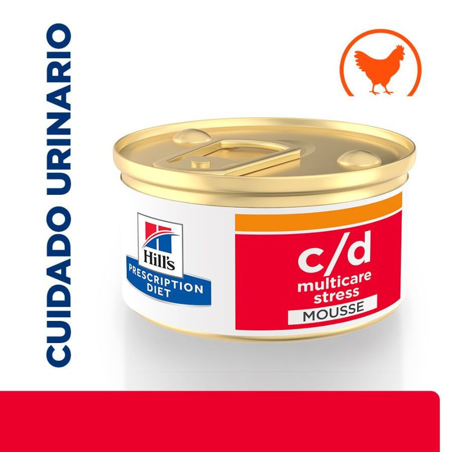 85 g Hill's Prescription Diet c/d Multicare Stress Mousse de pollo lata para gatos, , large Imagen numero 1